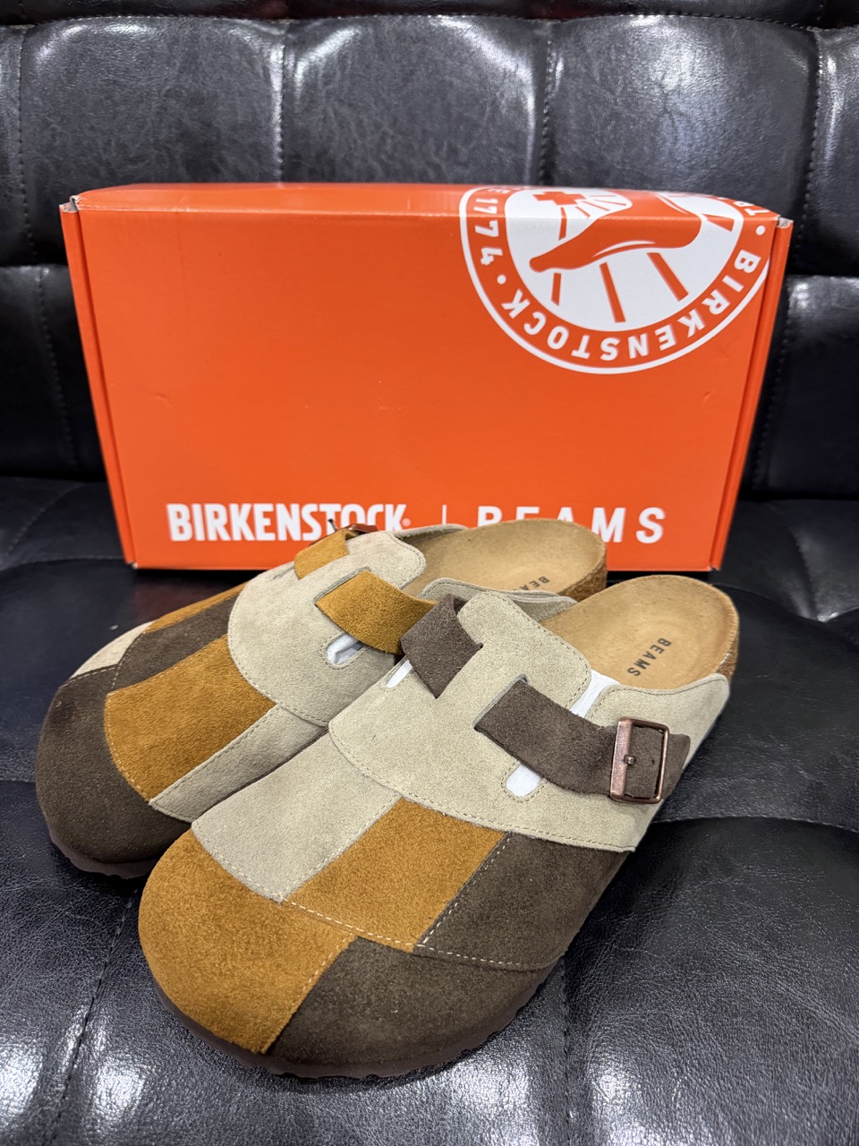 BEAMS × BIRKENSTOCK Boston Patchwork|三色麂皮拼接・EU44